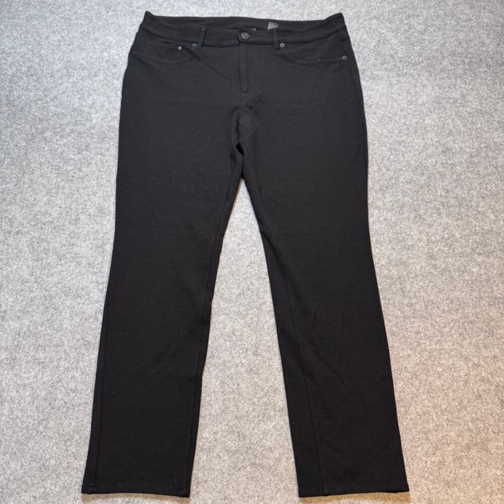 Eddie Bauer Womens Black Stretch Pants Size 16 Straight Leg 5 Pocket